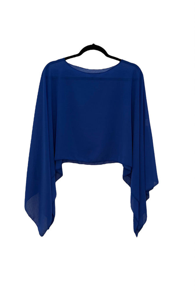 Capa de gasa azul para vestidos de fiesta, el complemento perfecto para noches de verano.