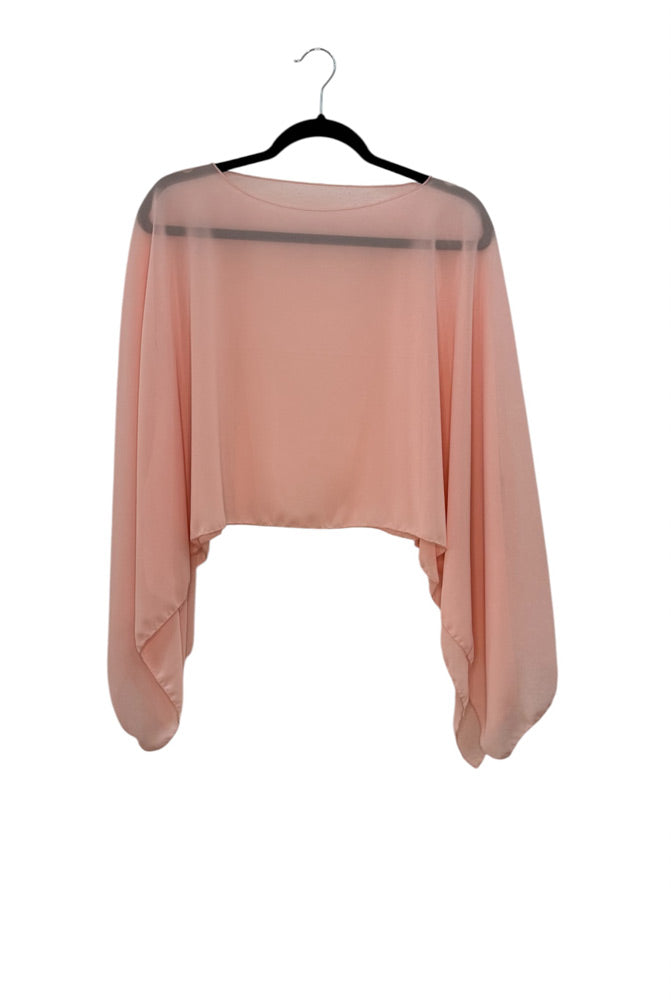 Capa de gasa color rosa para vestidos de fiesta de tallas grandes. 